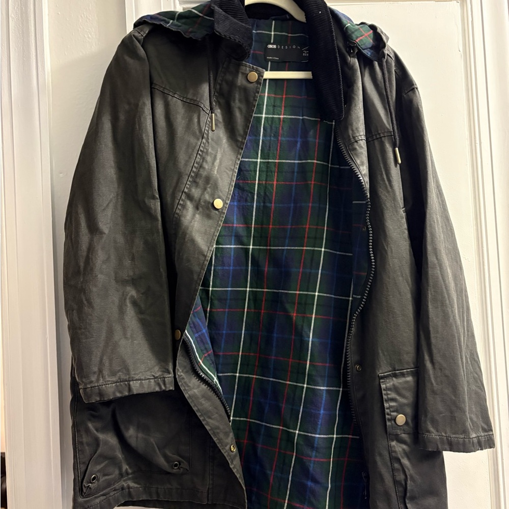 NWOT ASOS Black Jacket with Plaid Lining